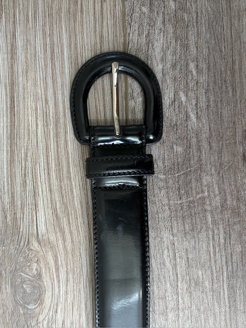 Vintage Italian Leather Belt - black Wrapped Buckle